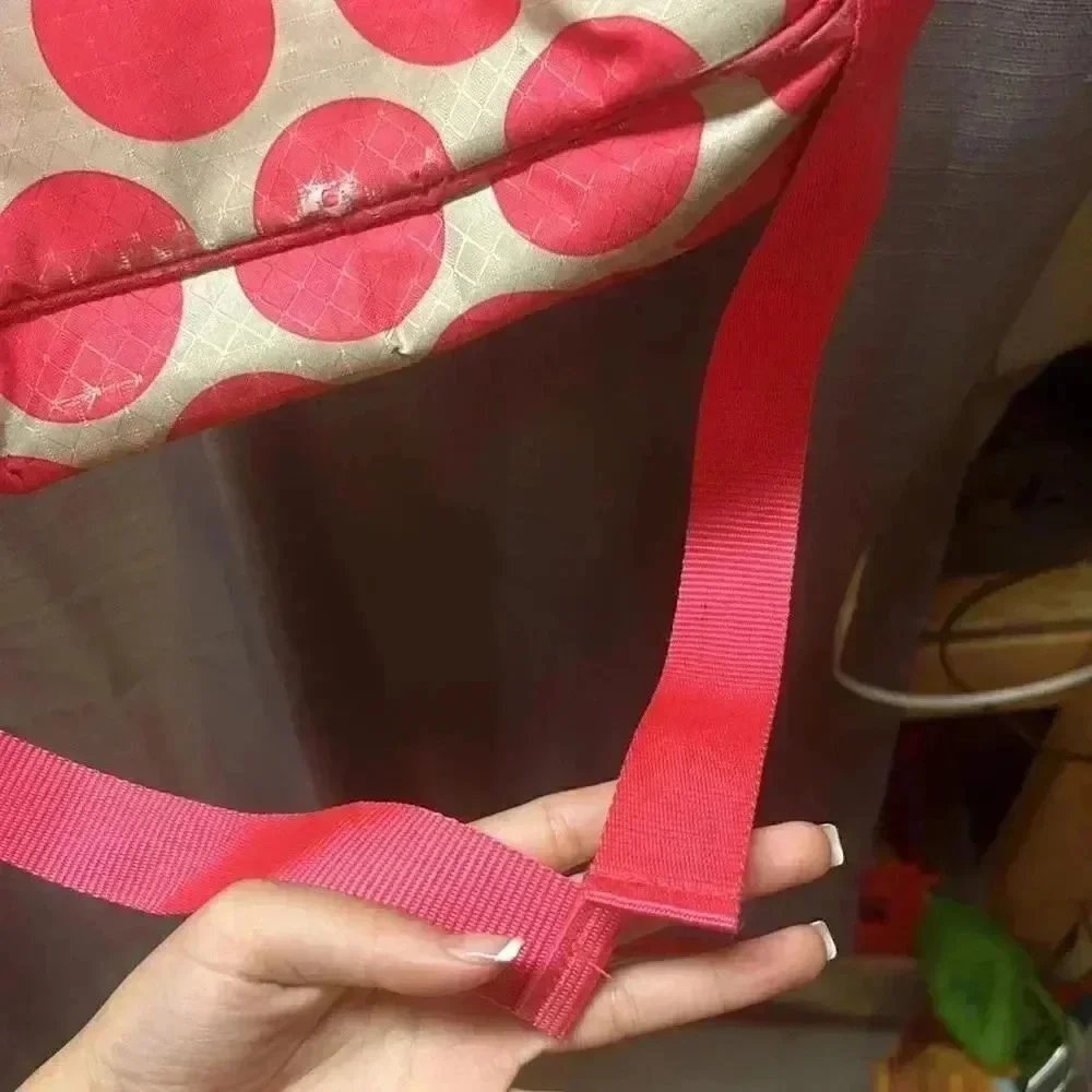 Thirty-One Mod Coral Polka Dot backpack Monogram M